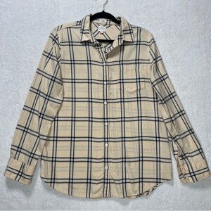 J. Crew Women's Boy Fit Cotton Plaid Flannel Pale Yellow Plaid Size Medium
